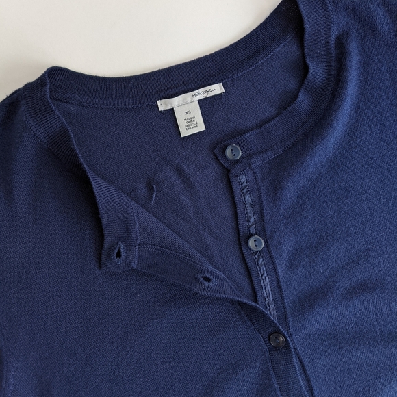HALOGEN Crewneck Cardigan, Navy, XS - Picture 7 of 7